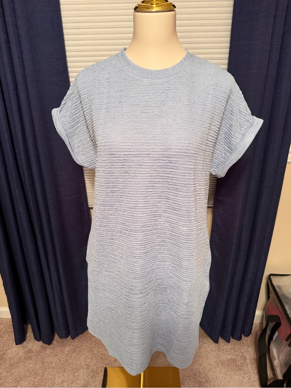 Light Blue & Barbie Oink Textured Knit T-Shirt Dress (2 Dresses) Medium